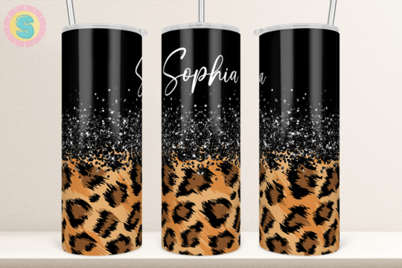 Black Glitter Leopard Print Tumbler Wrap
