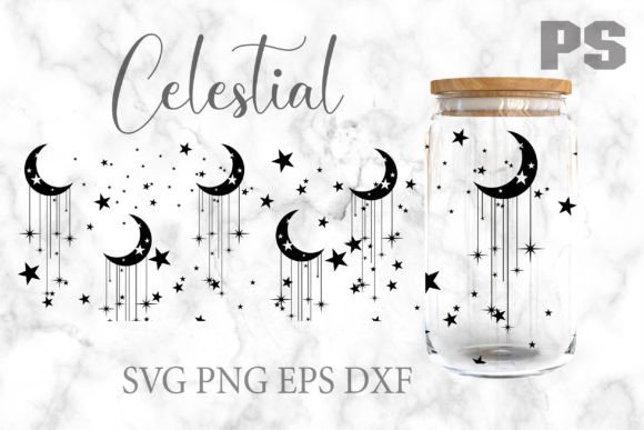 Celestial Libbey 16oz Can Glass Wrap SVG