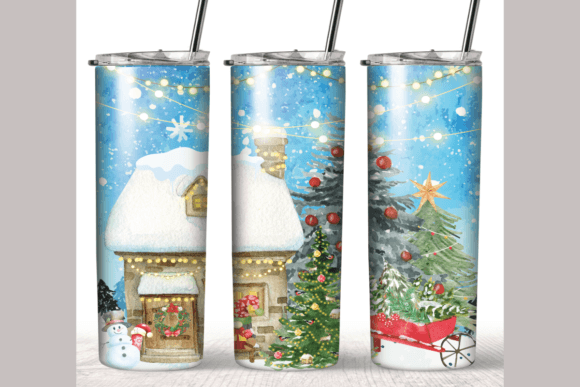 Christmas Lights Snowman Tumbler Wrap