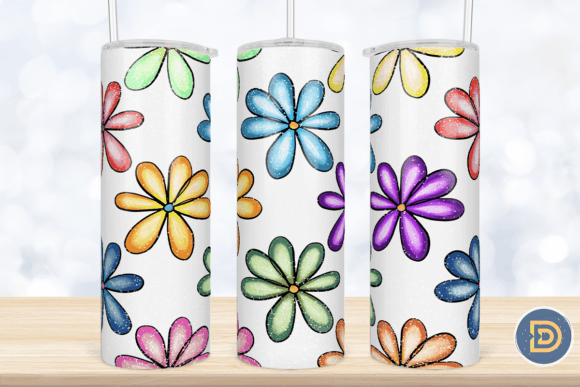 Colorful Floral Snowy Tumbler Wrap 20Oz