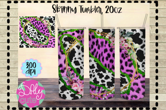 Cowhide Leopard Tumbler, Flowers 20oz