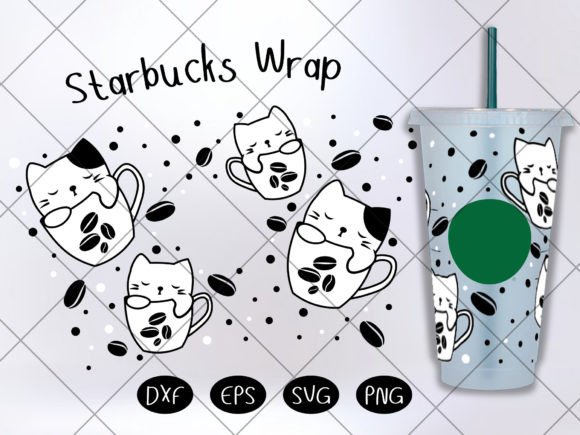Cute Cat in a Coffee Cup Wrap