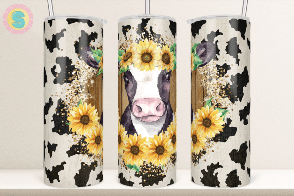 Cute Cow Sunflower 20Oz Tumbler Wrap