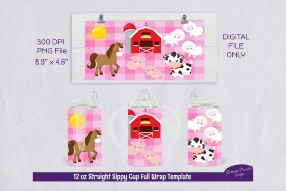 Farm Animal Sublimation Wrap, Sippy Cup