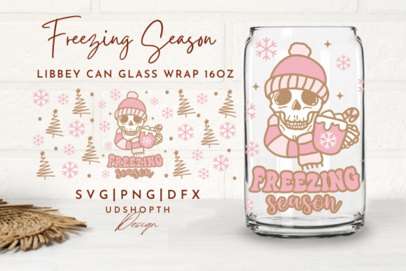 Freezing Season Can Glass SVG, 16oz