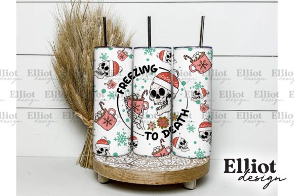 Freezing to Death Skull Tumbler Wrap PNG