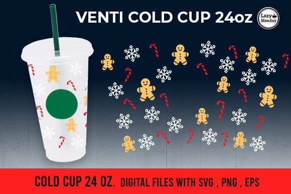 Gingerbread and Snowflake 24oz Venti Cup