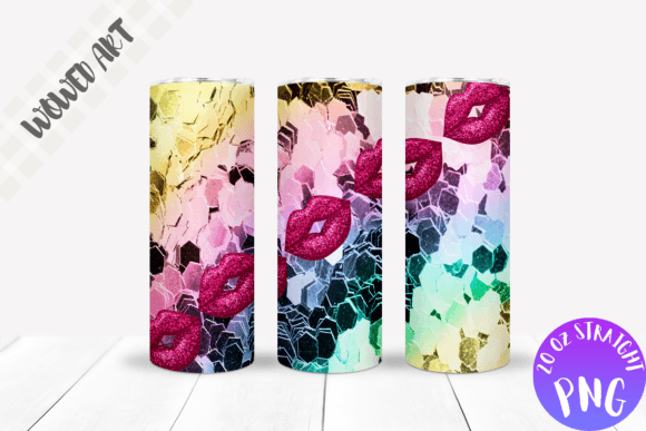 Glitter Lips 20 Oz Skinny Tumbler Wrap