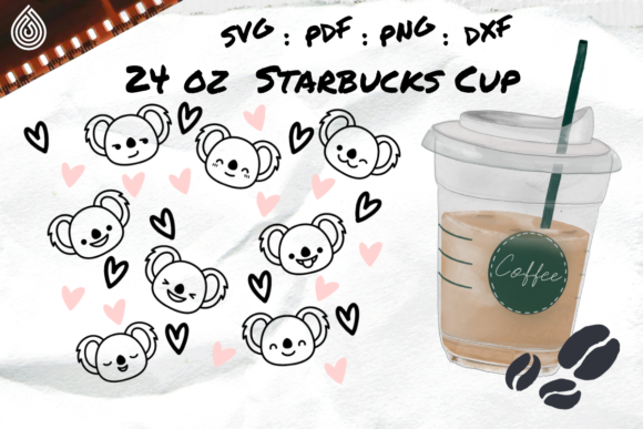 Koala with Hearts, 24 Oz Coffee Cup