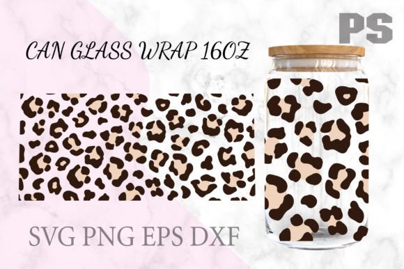 Leopard Print Libbey 16oz Can Glass SVG