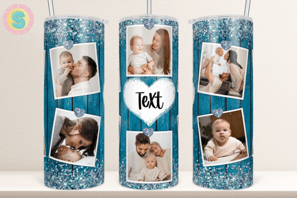 Photo Frame Wood Glitter Tumbler Wrap