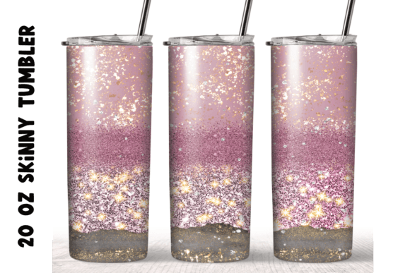 Pink Glitter 20 Oz Skinny Tumbler Wrap
