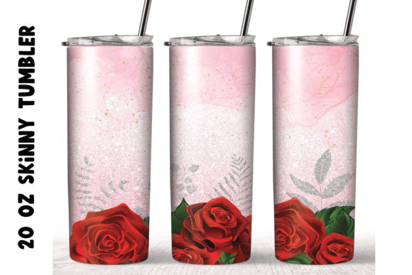 Red Rose Flower 20oz Skinny Tumbler Warp