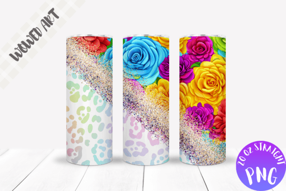 Roses X Glitter Skinny Tumbler Wrap