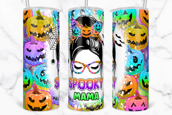 Spooky Mama Colorful Pumpkin Tumbler