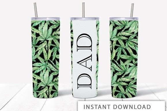 Watercolor Cannabis Dad Tumbler Wrap