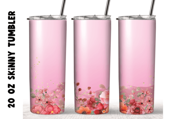 Watercolor Red Flower Tumbler Full Wrap