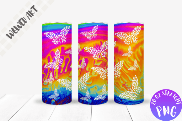 White Butterfly 20oz Skinny Tumbler Wrap