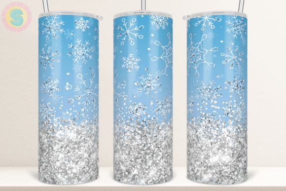 Winter Snowflake Glitter Tumbler Wrap